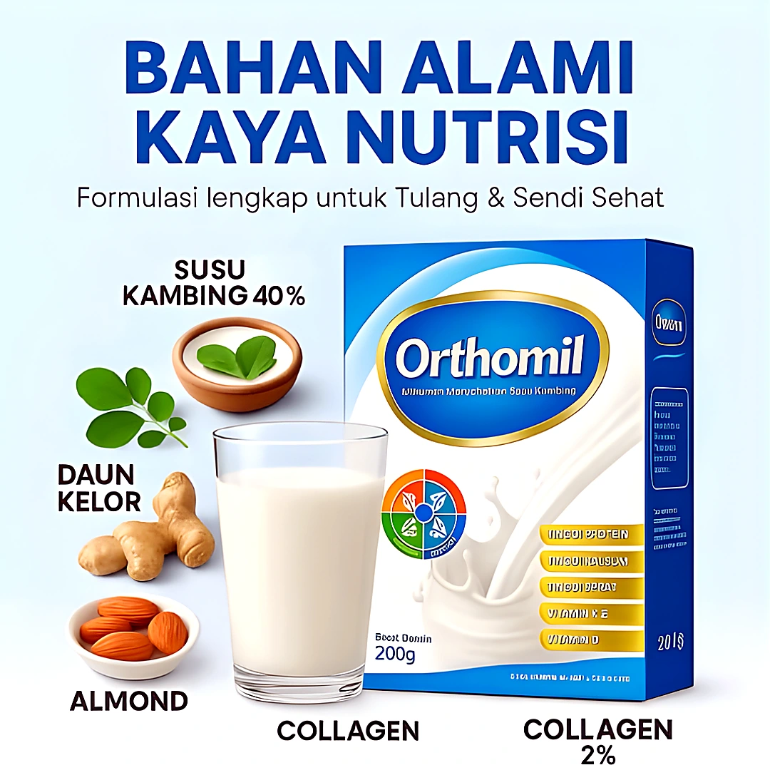 Komposisi Bahan Segar Orthomil 40% Susu Kambing 2% Kolagen