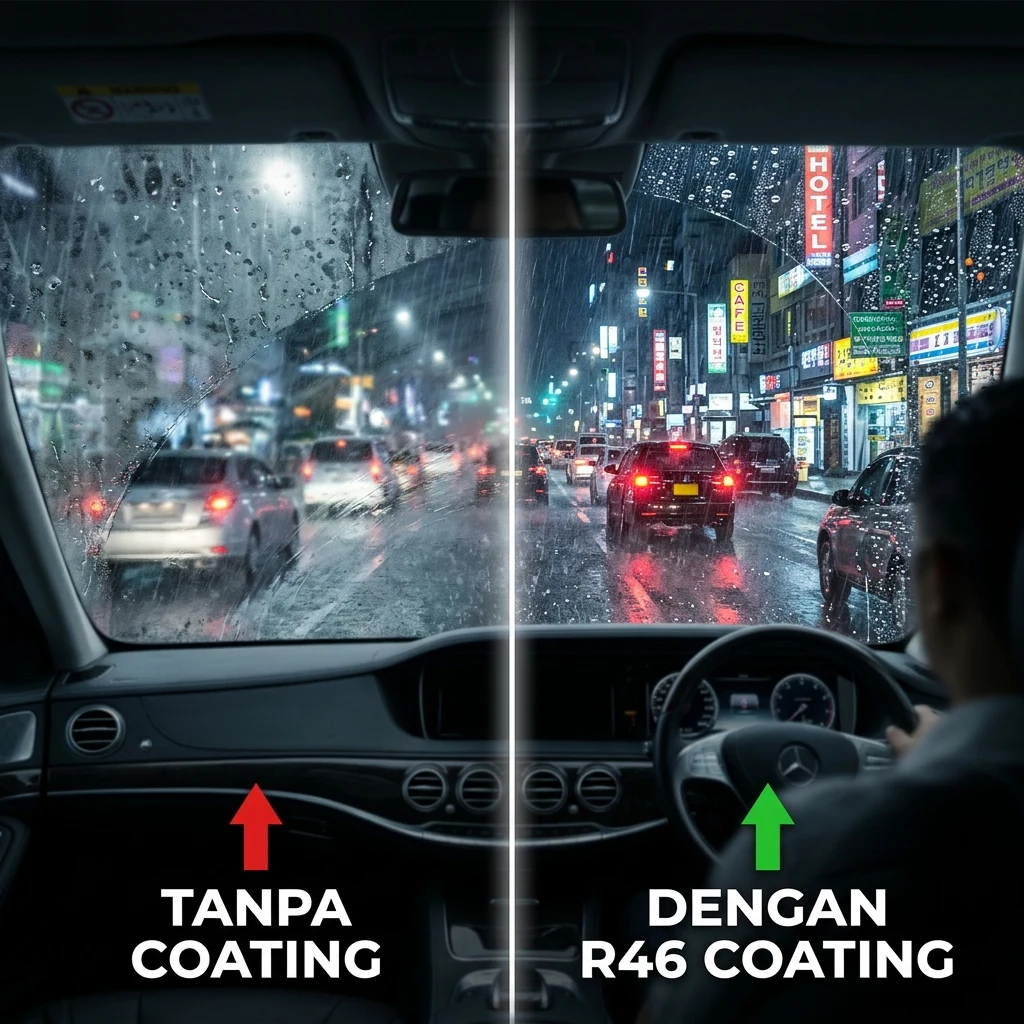 Perbandingan Kaca Mobil Tanpa Coating vs Dengan R46 Coating